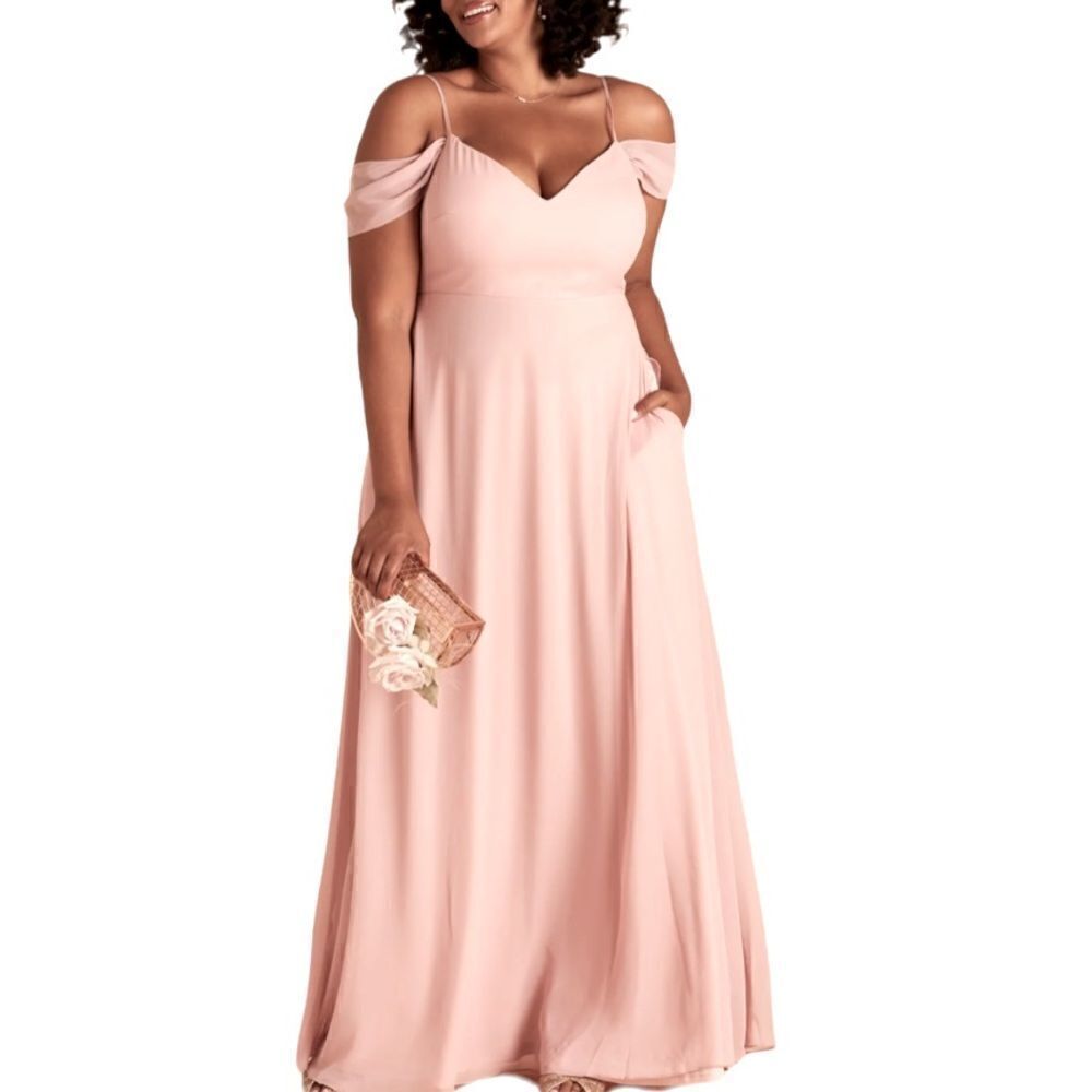 BIRDY GREY Devin Chiffon Pale Grey Bridesmaids Dress. Size 1X. NWT
